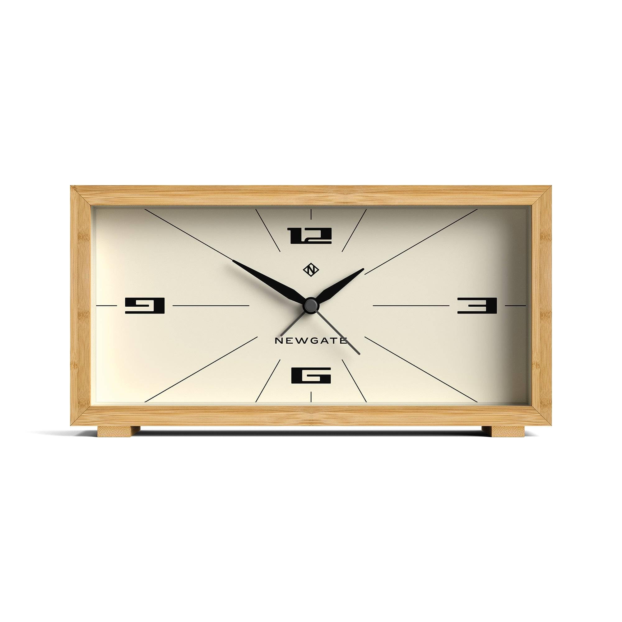 NEWGATE® Lemur alarm clock | Rectangular design | Bamboo case | Ideal for bedside, desk or shelf | Modern retro living room, bedroom & office accessory