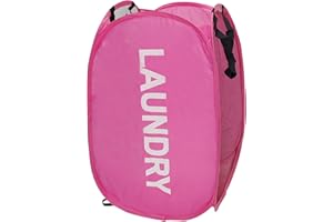 Aplter Pop Up Laundry Hamper Collapsible Laundry Basket Mesh Foldable Pink Dirty Clothes Hamper with Handles for Home, Bathroom, Bedroom, Travel, Cruise