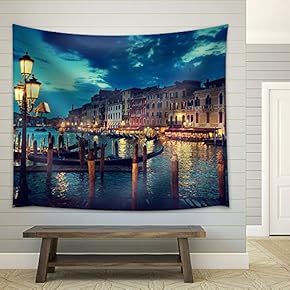 Grand Canal in Sunset Time, Venice, Italy - Fabric Wall Tapestry Home Decor - 51x60 inches