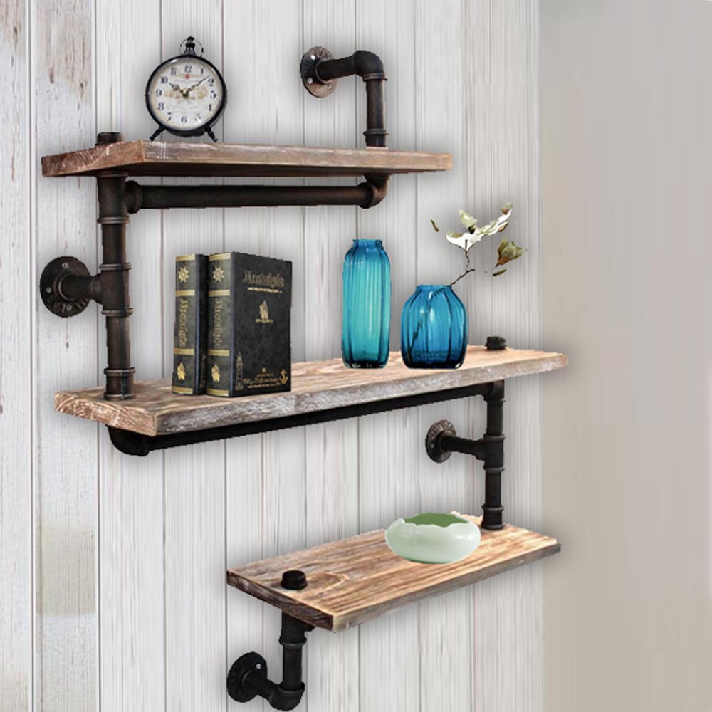 Reclaimed Wood Industrial DIY Pipe Shelf Shelves Steampunk Rustic Urban
