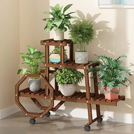 Soporte de planta de madera Soporte de estante de flores Estantes ...