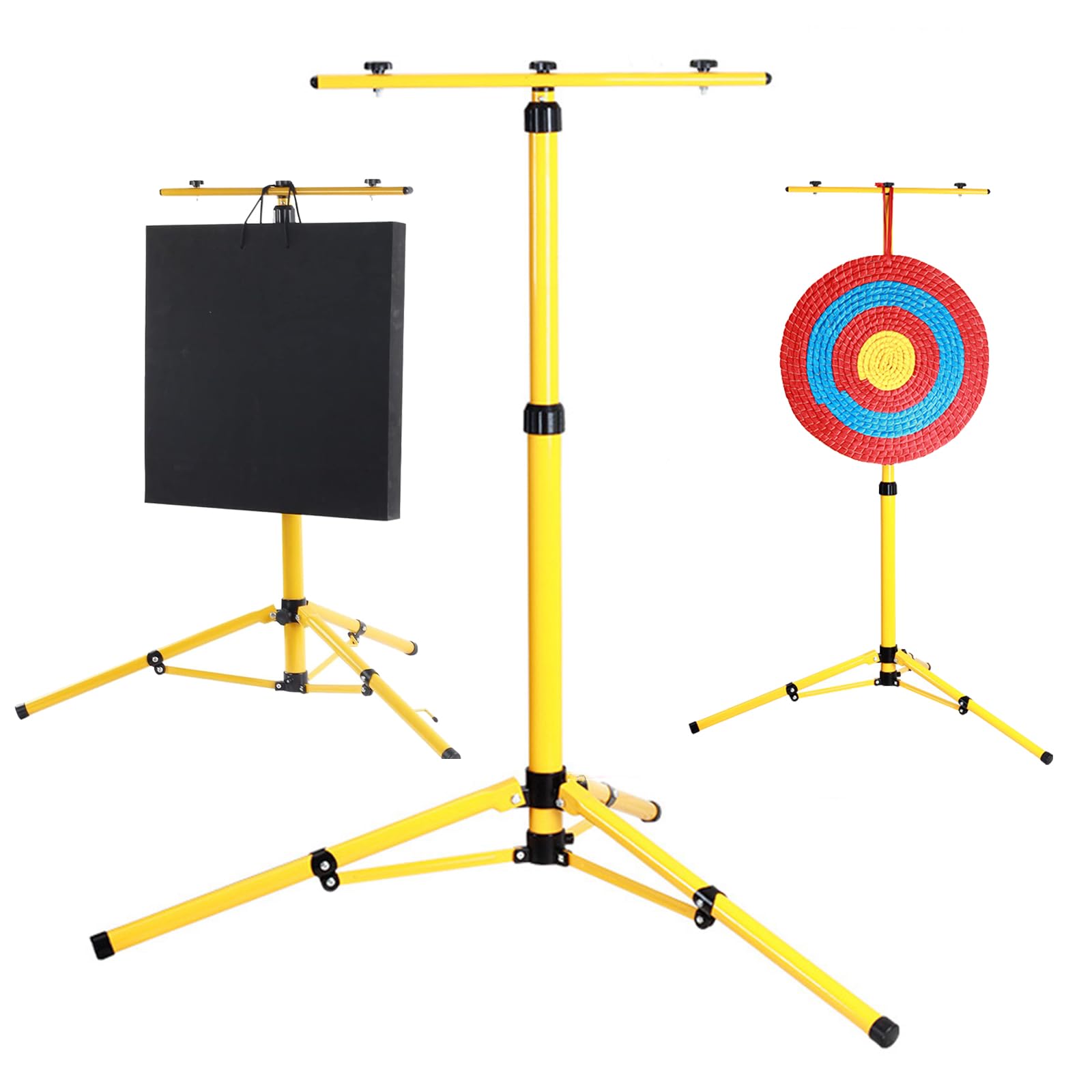 SOPOGER Archery Target Stand for Backyard - Adjustable, Foldable, Yellow, EVA Foam Straw Targets, Steel Brackets