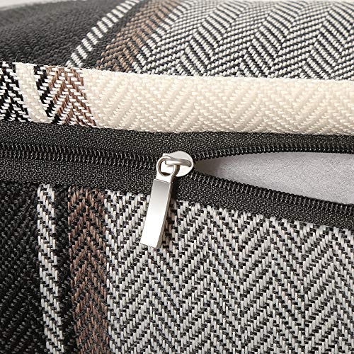 i-FSK Buffalo Check Throw Pillow Covers 18x18- Cotton Line Black Beige Plaid Cushion Cover Farmhouse Holiday Decor Throw Pillow Case for Couch Bed Sofa(45cm x 45 cm) - Thumbnail 3
