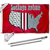 Ohio State Buckeyes Buckeye Nation Flag with Pole and Bracket Kit