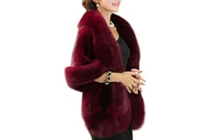 OLD DIRD Old Dlrd Women's Winter Faux Fur Coat Wedding Bride Cloak Cape Shawl for Evening Party