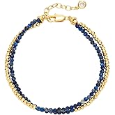 WEARON Gold Beaded Turquoise Bracelets for Women Dainty Stackable Stone Beaded Mixed Layered Link Chain Adjustable 14K Gold Plated Boho Bracelets for Women