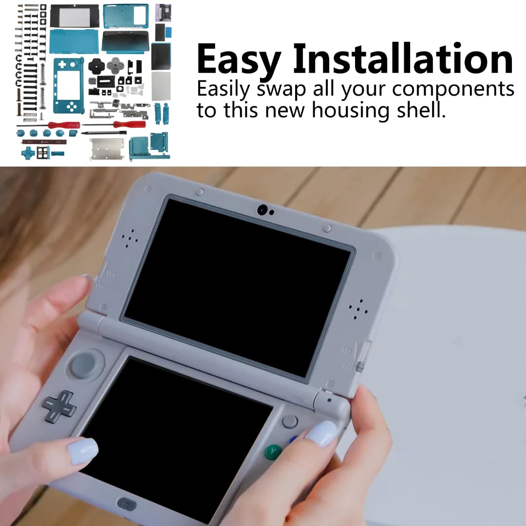 ATIODYUUK Housing Shell for Nintendo 3DS System Replacement Screen Tools Console Aqua Blue