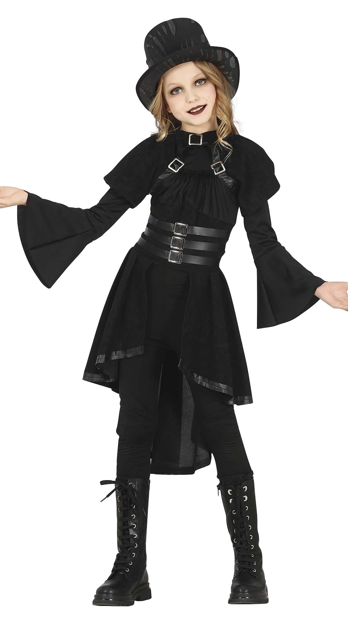 FIESTAS GUIRCA Elegant Gothic Girl Fancy Dress Costume for Girls 7-9 Years