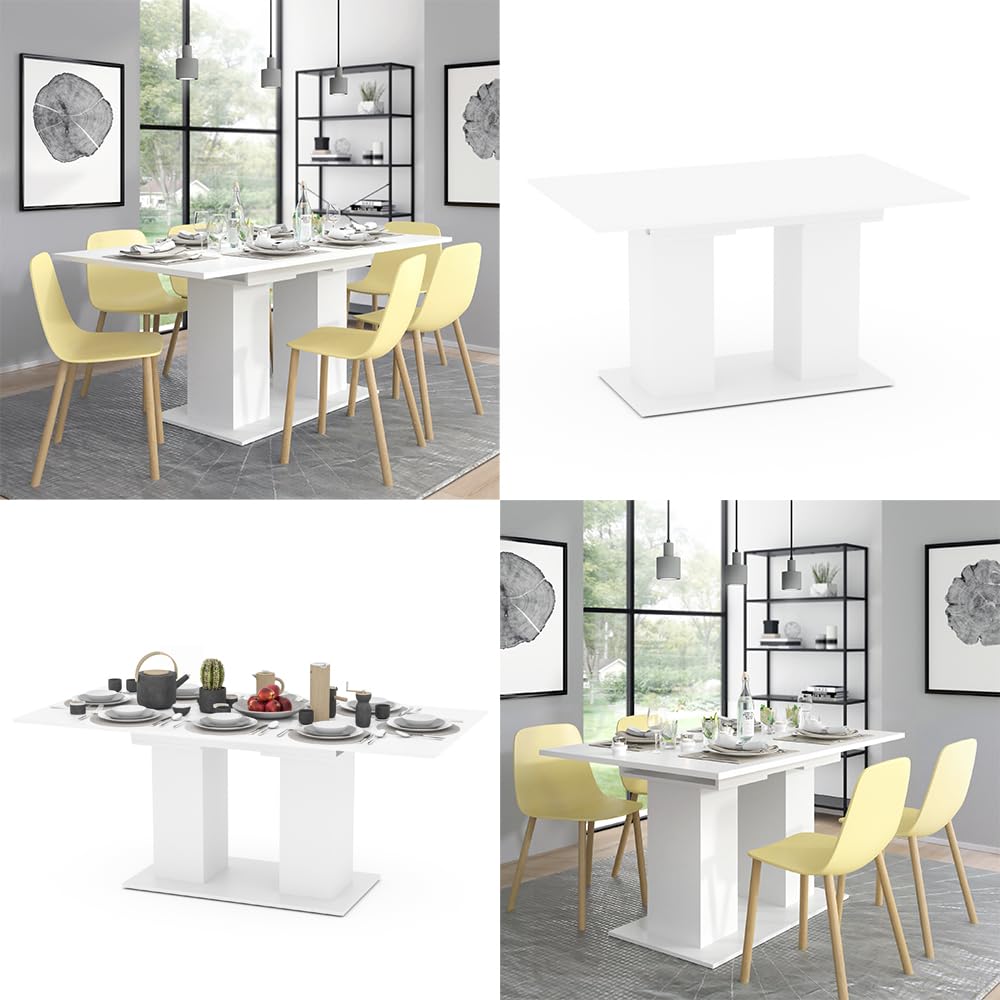 Vicco Esstisch Dix, Weiß, 140 x 90 cm, mit klappbarer Tischplatte und ausziehbarem Gestell 8