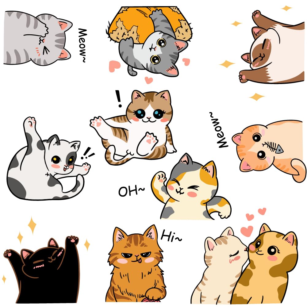 SUPERDANT Cute Cat Wall Decals Heart Shape Wall Stickers Peel and Stick Cat Family Wall Decal DIY Art PVC Wall Sticker Decorations to Stick On the Wall For Kid's Bedroom Nursery — image 1