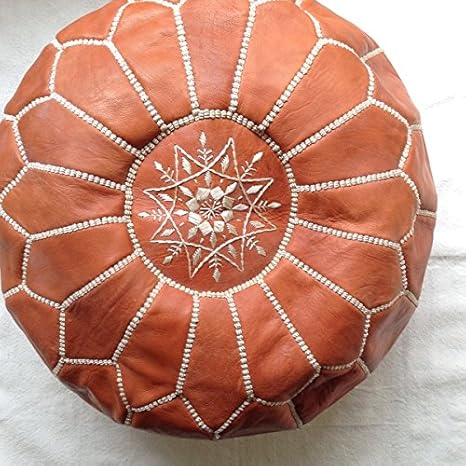 Amazon Co Jp モロッコ 本革プフ ナチュラルブラウン ホーム キッチン