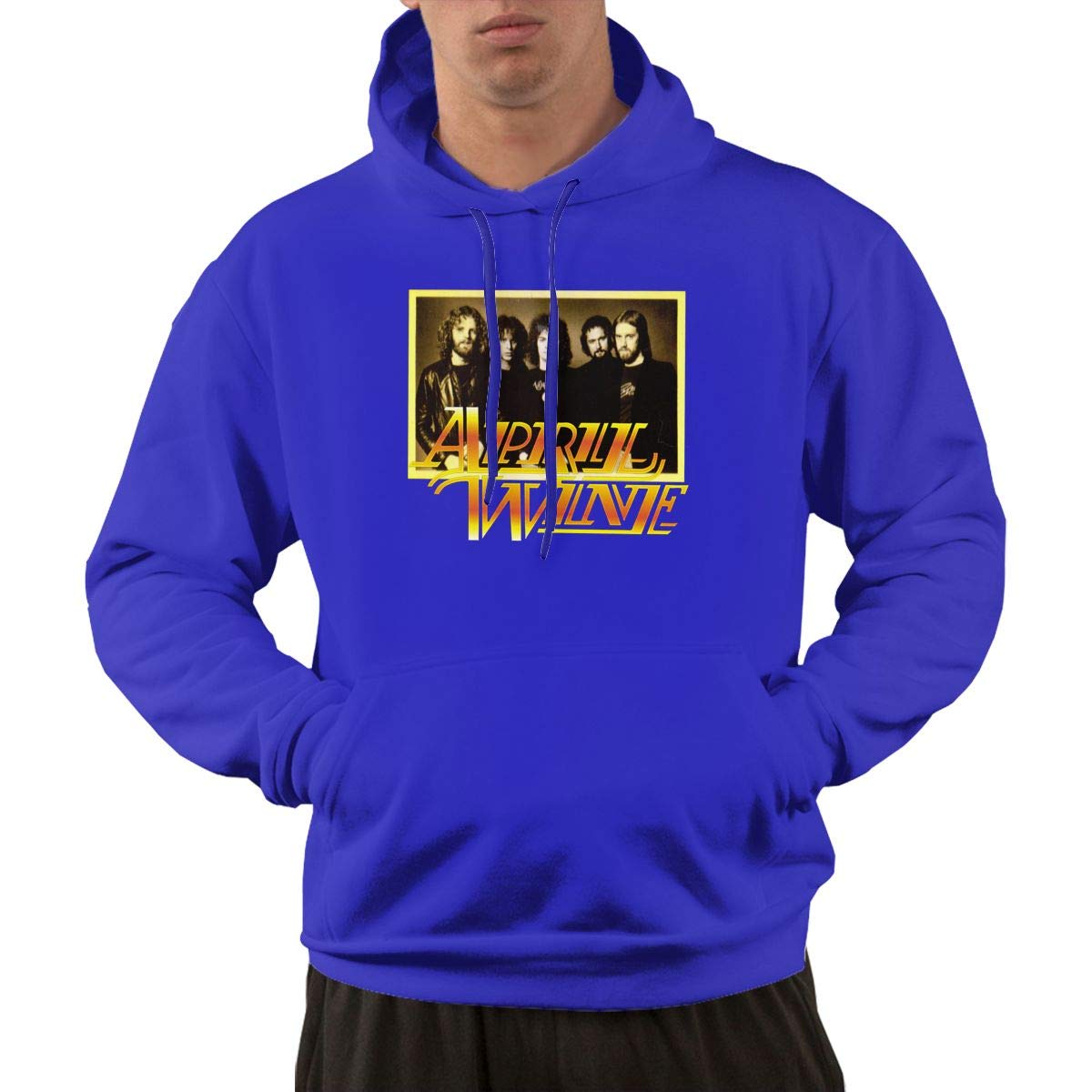 Erman S Pullover Casual Blue Print April Wine 1 Hooded Shirts With Pocket 