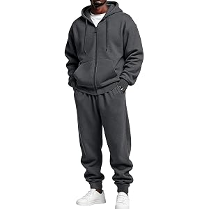 HYYGOCCTV Jogger Sweatpants Matching Outfit For Men 2 Piece Sweat Suits Full Zip Up Hooded Tracksuit Soft Fleece Set