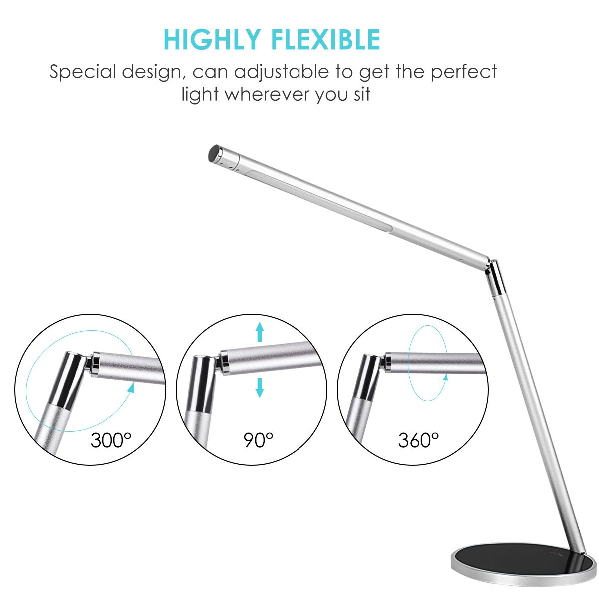 Joly Joy LED Desk lamp with Touch Control, Dimmable Table Lamp, Eye- Care Office Light, 6 Color Temperatures with 4 Brightness Levels, Memory Function, 10 and 40 Minute Timer