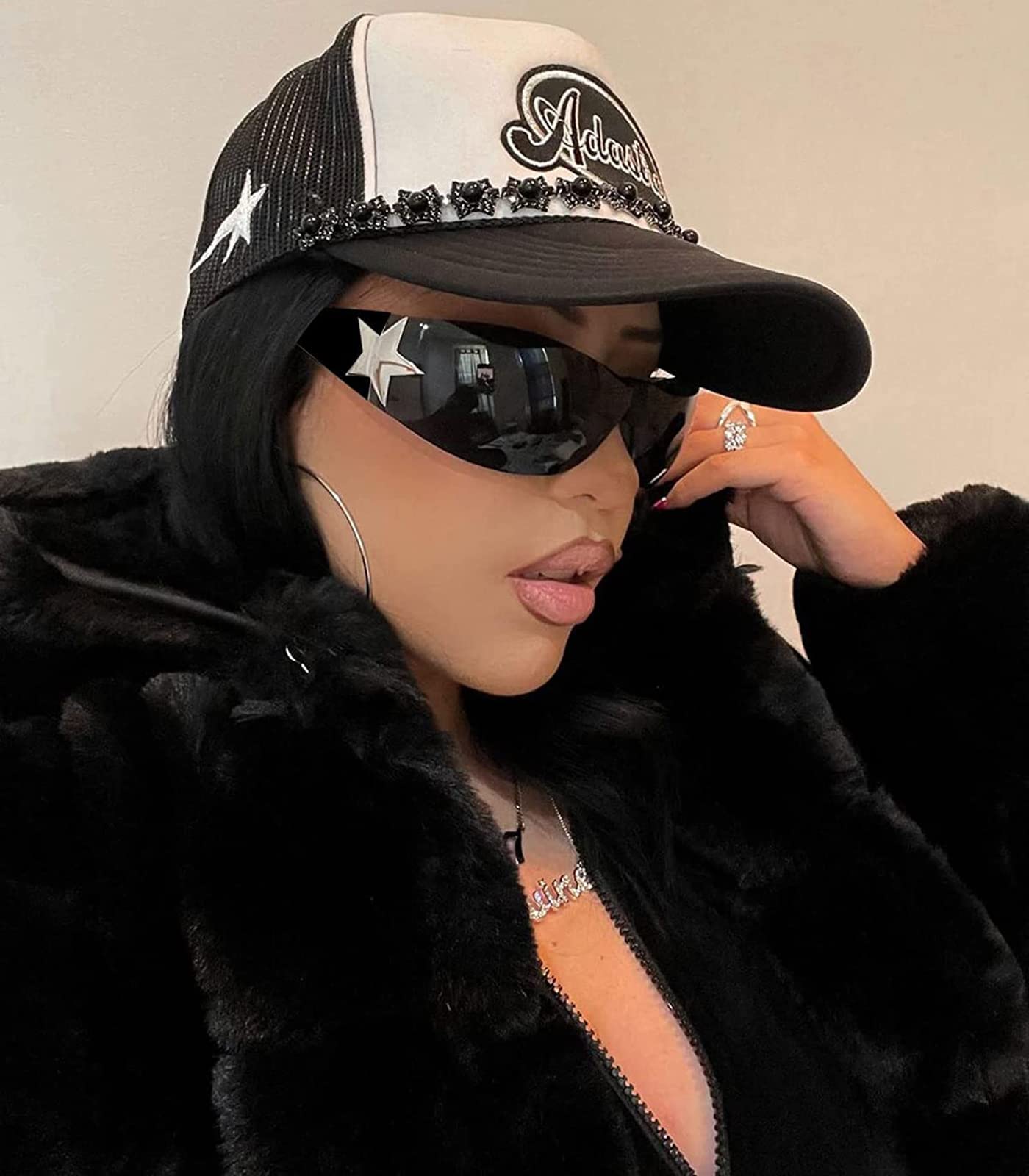 Rimless Y2K Sunglasses for Women Men Wrap Around Fashion Sunglasses Oversized Frameless Trendy Sun Glasses