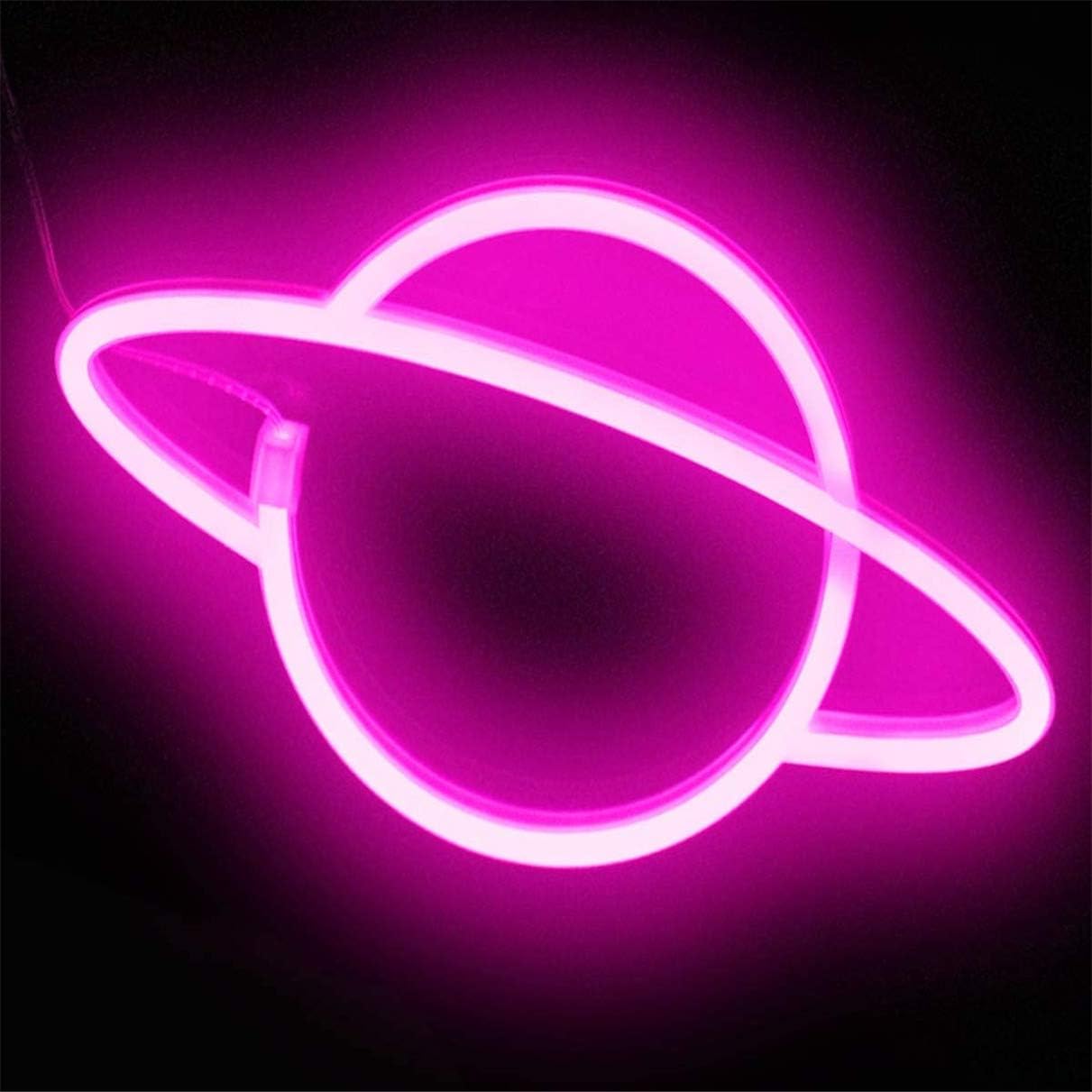 Nordstylee Planet Neon Signs, Led Planet Night Lights for Kid's Gift, Birthday Party, Christmas, Game Office Wall Art Decoration Sign Party Supply Gift-Pink