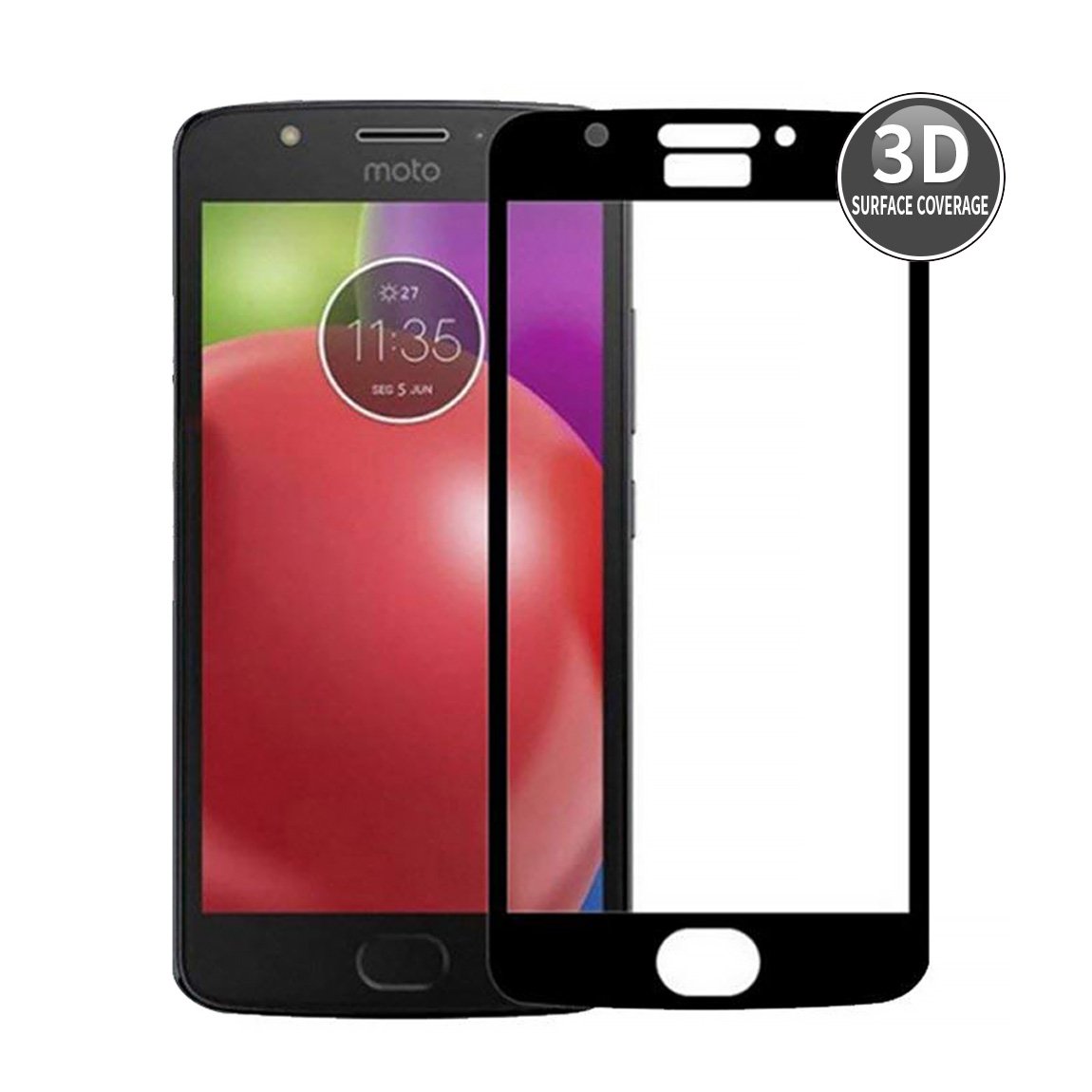 E-Hamii MOTO E5 Plus (Black) 3D curved Protective Film Complete Cover 3D Premium Toughened Glass Screen Protector HD Full Screen Protector