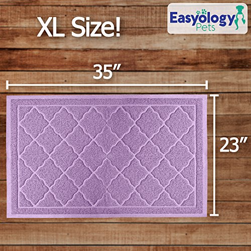 Premium Large Cat Litter Mat 35" x 23", Traps Messes, Easy Clean, Durable, Phthalate Free, Litter Box Mat with Scatter Control - Soft on Kitty Paws