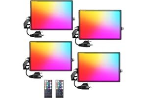 Onforu LED Flood Light Outdoor 30W 2500LM, Color Changing RGBW Floodlight with Remote, 2700K Warm White IP66 Stage Lights Indoor Uplights for Events, Uplighting for Halloween 4 Pack