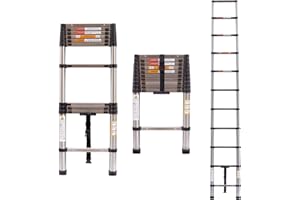 AUTOFATHER 10.5FT Telescopic Ladder Foldable Telescoping Extension Ladder Loft Ladder 330lb Load, 3.2M Stainless Steel Telescoping Ladder for Cleaning Gutter, Housework EN131