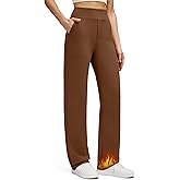 G4Free Women's Fleece Lined Straight Leg Pants Winter Thermal Work Trousers with Pockets