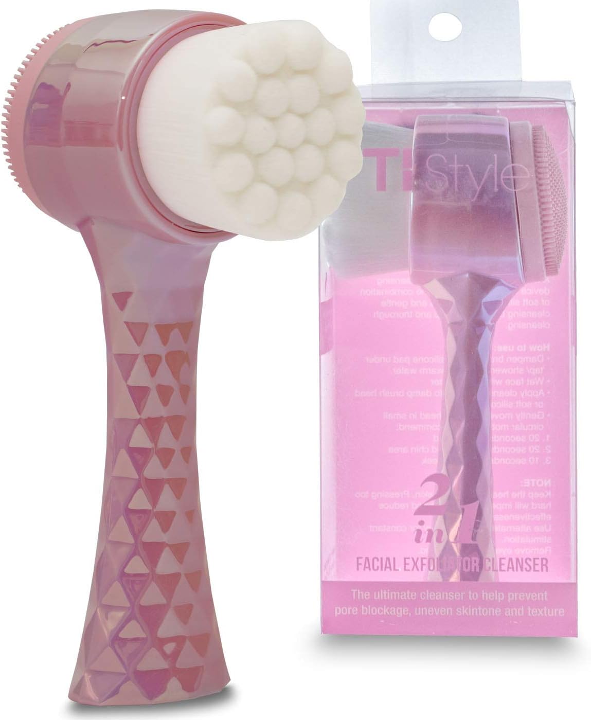 2 in 1 Face Brush for Cleansing and Exfoliating - Facial Cleaning Brush with Soft Bristles - Scrubber to Massage and Scrub Your Skin - Deep Pore Exfoliation, Wash Makeup, Massaging, Acne