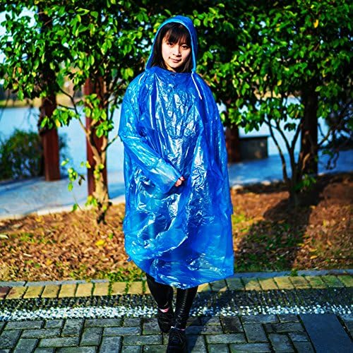 Disposable Rain Poncho,Portable Raincoat for Men and Women,Children, Emergency Rain Poncho with Hood Outdoor Camping Ravel Mountaineering Drifting Events Thick Transparent Poncho(Pack of 5)