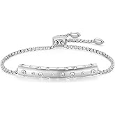 Adjustable Bracelet for Women Bangles 18K Gold Plated Stainless Steel Dainty Cubic Zirconia Chain Slider Bolo Bracelets for Women Mom Brithday Gift 5-9 Inch