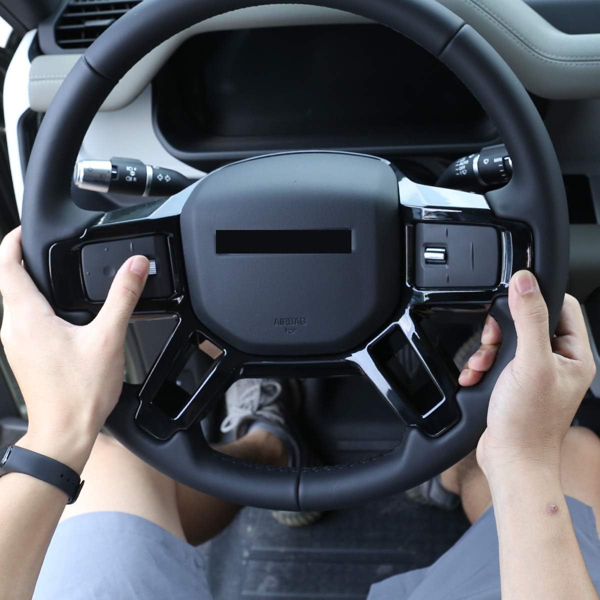 ABS Gloss Black Car Steering Wheel Decoration Cover For LR Defender 110 130 2020 Auto Accessories - Image 4