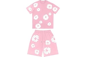 Men Women Tracksuit Set Casual Oversized Short Sleeves Tops and Shorts Vintage Kapok Printed Hip Hop Streewear