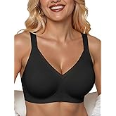 PoseFree Womens Wireless Bras Supportive Tshirt Bra No Underwire Seamless Push Up V Mesh Comfortable Bralette Everyday Bras