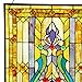 River of Goods Fleur De Lis 24.5 Inch High Stained Glass Window Panel, Brown, Yellow, Green, Blue