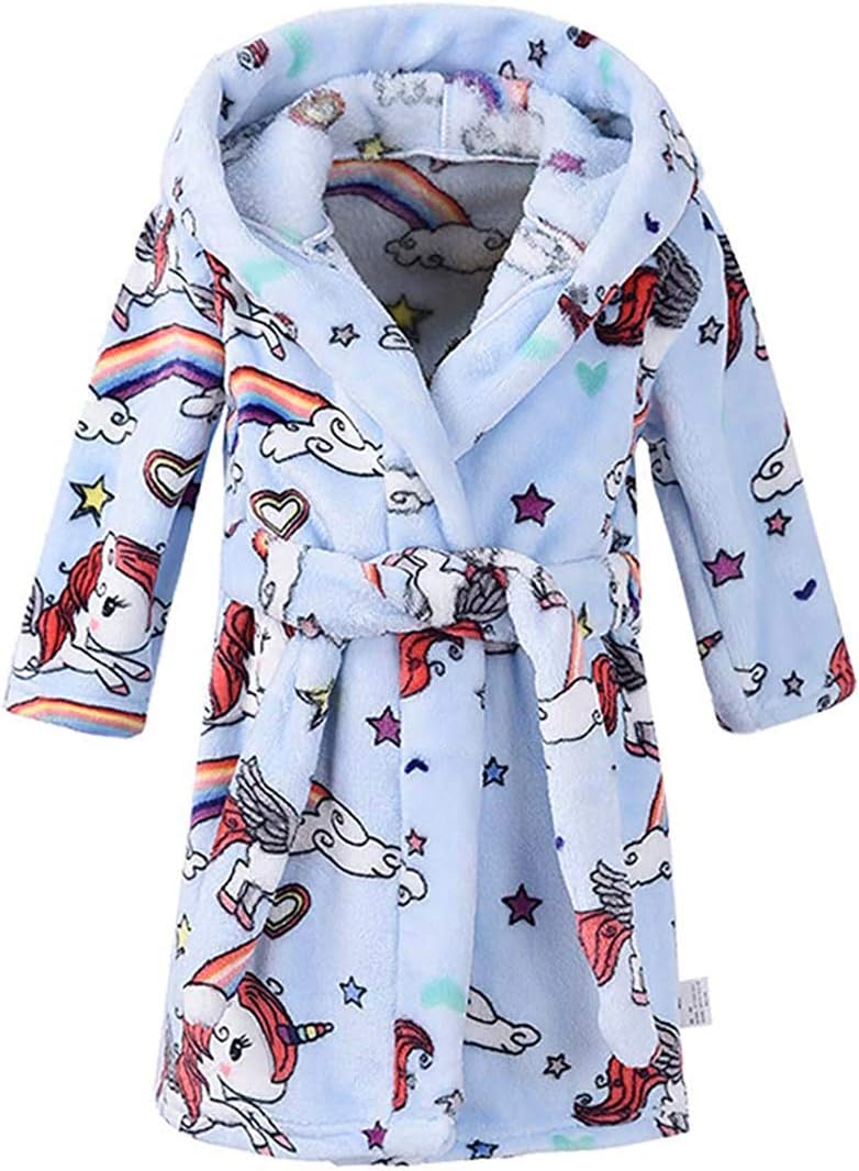 Kids Bathrobes for Girls Boys,Baby Toddler Robe Hooded Flannel Bathrobe Pajamas Sleepwear for Girls Boys