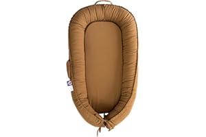 CooCooBaby Infant Lounger, Baby Nest Cover for Baby Girls & Boys, Newborn Essentials for Baby 0-18 Months, 100% Cotton Breathable (Golden_Brown)