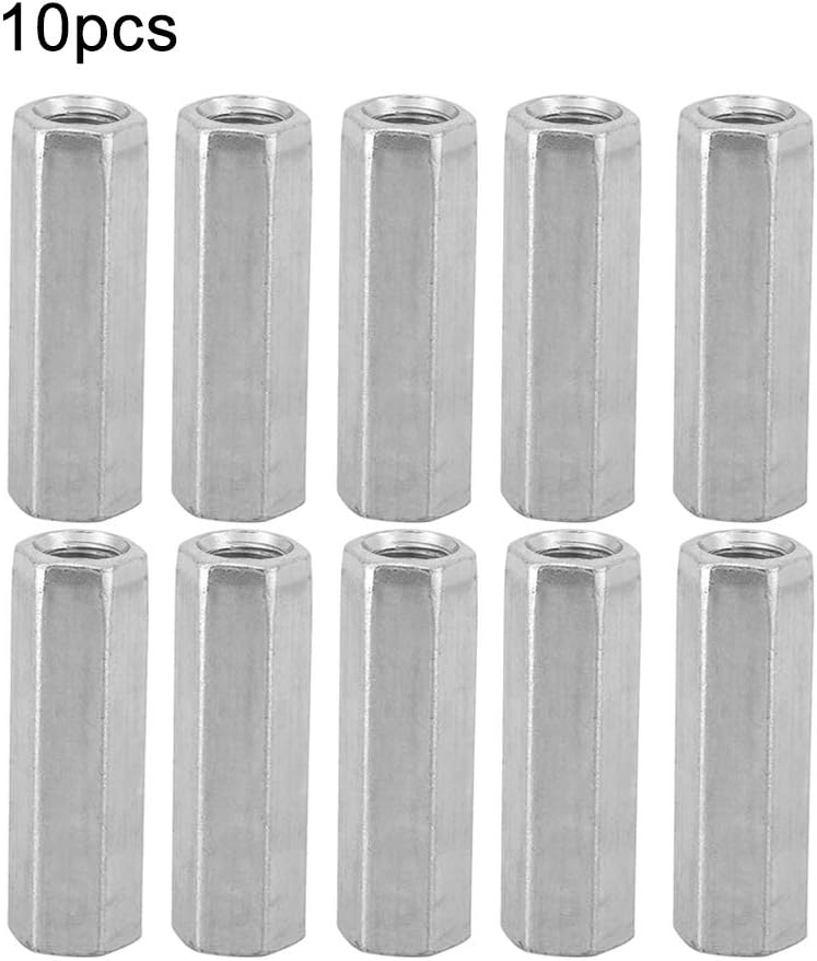 10pcs M8 Long Rod Nut Hex Coupling Nut Female Thread Straight Fitting