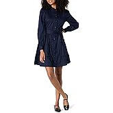 Amazon Essentials Women's Regular-Fit Cotton Sateen Tiered Shirt Dress