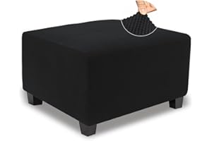 Stretch Ottoman Cover Square 35"-44",Soft Knitted Jacquard Large Square Washable,Thick Storage Foot Stool for and Rectangle O