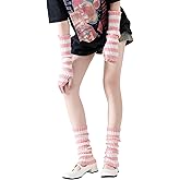 DUNKOING Womens Striped Arm Leg Warmers Set Y2K Knitted Arm Sleeve and Leg Warmer Socks Kawaii Gothic Harajuku for Girls
