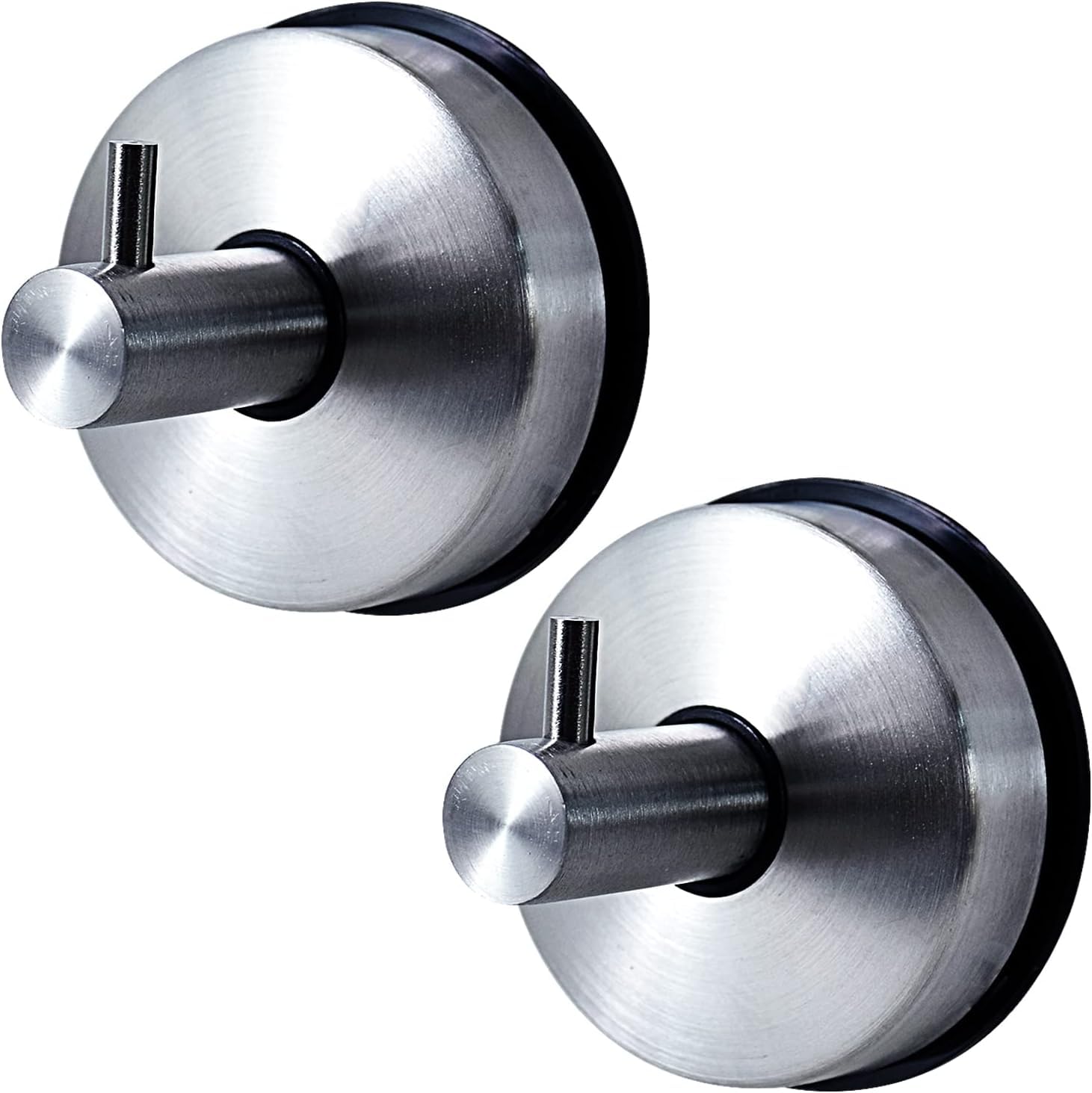 YUET 2 Pcs Suction Hooks, Vacuum Suction Cup Hook, Metal Towel Coat Hooks Robe Hook SUS 304 Stainless Steel Heavy Duty Door Hanger Clothes Closet Sponges Holder for Bathroom Hotel Brushed Silver