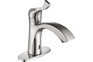 GOESMO Touchless Smart Bathroom Faucet for 1 or 3 Holes, Adjusting Hot & Cold Temperature, Controlling Water Flow, Brushed Nickel Sensor Automatic Faucet (29111 Brushed Nickel)