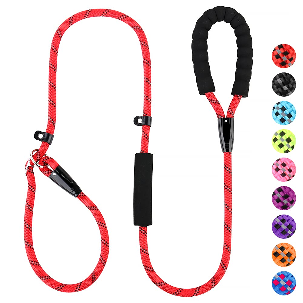 PLUTUS PET Dog Slip Lead, Anti-Choking with Traffic Padded 2 Handles, Reflective Strong Sturdy Heavy Duty Rope, 6FT/182cm for Training Medium Large Dogs （6' Red) — image 1