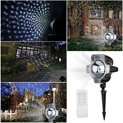 Christmas Snowfall Lights Projector,Star Rotating Waterproof White Snowflake Slide Show Led Snowfall Fairy Landscape Shower Projection Lighting for Outdoor Wedding Xmas Holiday Party Disco Decorations