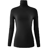 AUHEGN Women's Long Sleeve Lightweight Turtleneck Top Pullover Casual Active Layer Tops Shirts