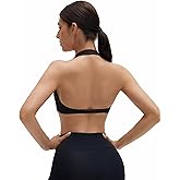 SUUKSESS Women Workout Padded Halter Sports Bras Yoga Twist Deep V Crop Tank Tops