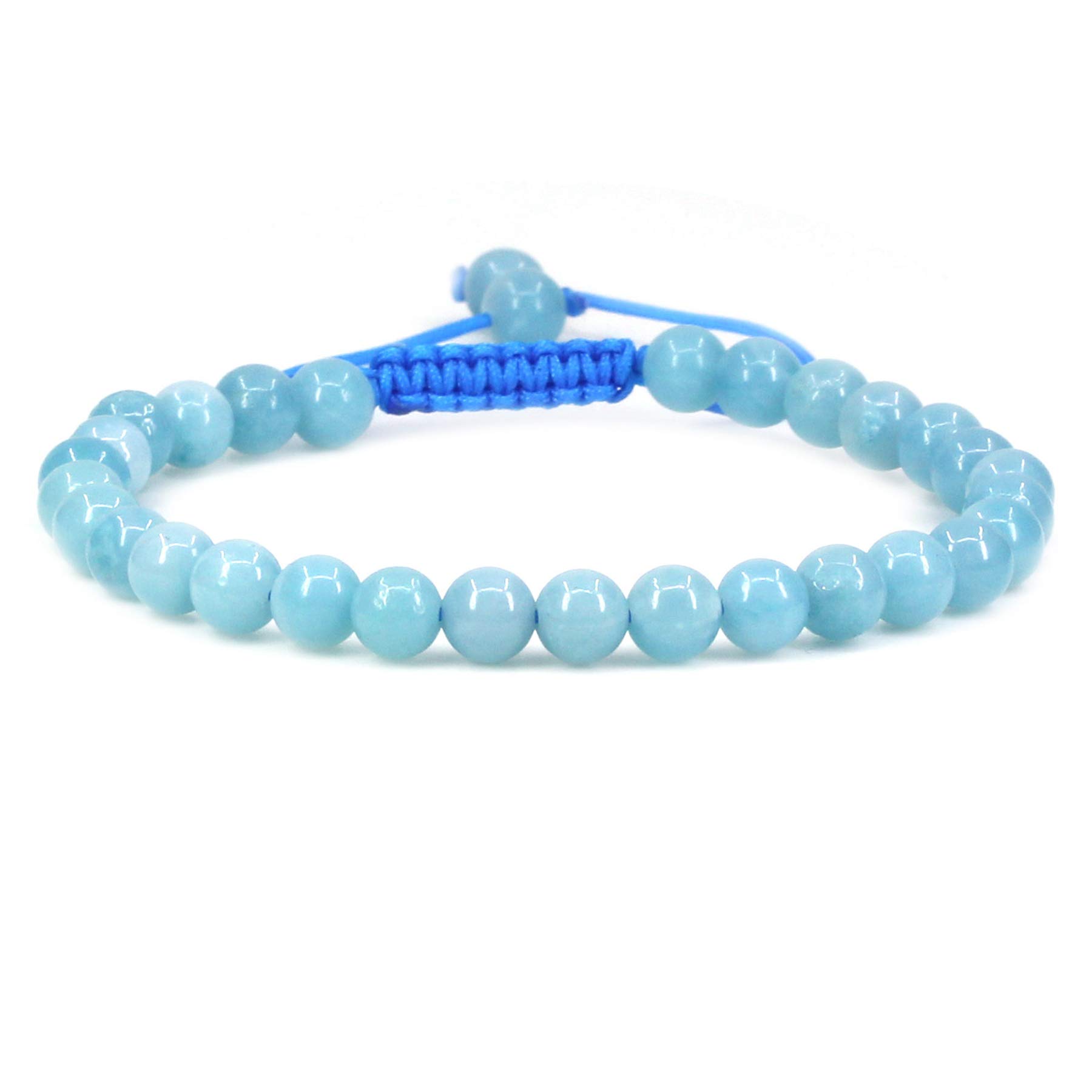 CHENYUE Natural Blue Amazonite Gemstone 6mm Round Beads Adjustable Bracelet 7" Unisex — image 1