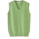Men Women Knitted Cotton V-Neck Vest JK Uniform Pullover Sleeveless Sweater School Cardigan
