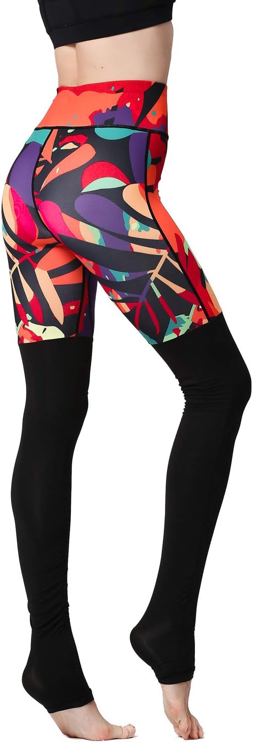 Witkey Printed Extra Long Women Yoga Leggings High Waist Tummy Control Over The Heel Yoga Pants