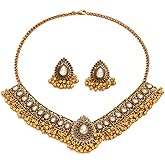 Indian Wedding Bridal Traditional Bohemian Jewellery Set for Women Girls Antique Oxidized Ethnic Party Prom Wear Statement Necklace Earring Tassel Bollywood Choker Punk Crystal Fashion Gift for Bride