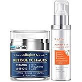Retinol Cream for Face, Collagen Neck Creams for Tightening and Firming, Anti Aging Day & Night Facial Moisturizer for Women & Men, Instant Face Lift Wrinkle Cream 1.7 fl. oz with Vitamin C Serum