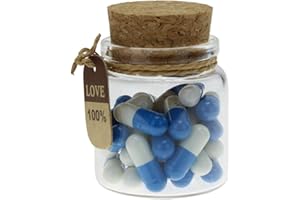 Infmetry Valentines Day Gifts For Her Him Boyfriend Girlfriend Capsule Notes Pills in a Glass Bottle Letter Messages For Couples Men Women (Dark Blue 25pcs)